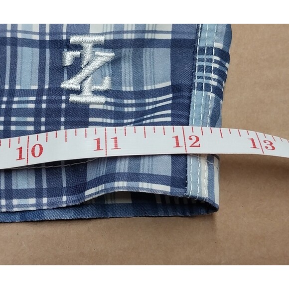 Izod Mens Swim Trunks Size Medium Blue White Plaid NO LINING Read Description - Picture 13 of 16